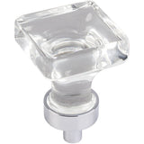 Jeffrey Alexander G140PC 1" Overall Length Polished Chrome Square Glass Harlow Cabinet Knob