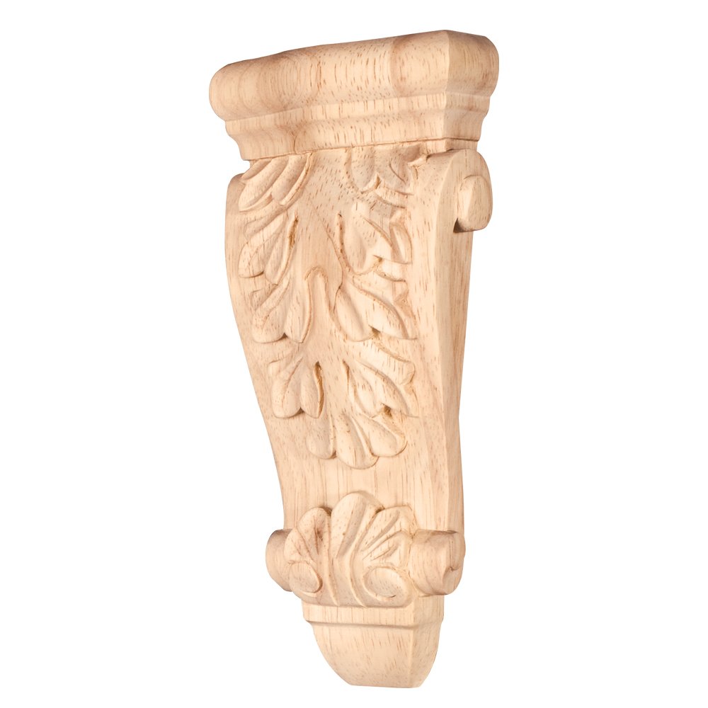 Hardware Resources CORK-2RW 3-5/8" W x 1-1/2" D x 8" H Rubberwood Low-profile Acanthus Corbel