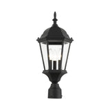 Livex Lighting 7563-14 Hamilton 3 Light Black Cast Aluminum Outdoor Post Head Lantern with Clear Beveled Glass