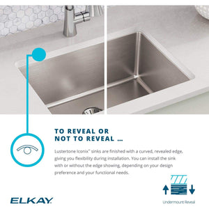 Elkay Lustertone Iconix ETRU13168PD Single Bowl Undermount Stainless Steel Sink with Perfect Drain