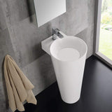 Fresca FVN5022WH Fresca Messina 16" White Pedestal Sink w Medicine Cabinet - Modern Bathroom Vanity