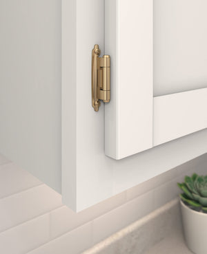 Amerock BPR7629CZ Face Frame Cabinet Hinge Variable Overlay Self Closing Face Mount Champagne Bronze Kitchen Cabinet Door Hinge 1 Pair/2 Pack Functional Hardware