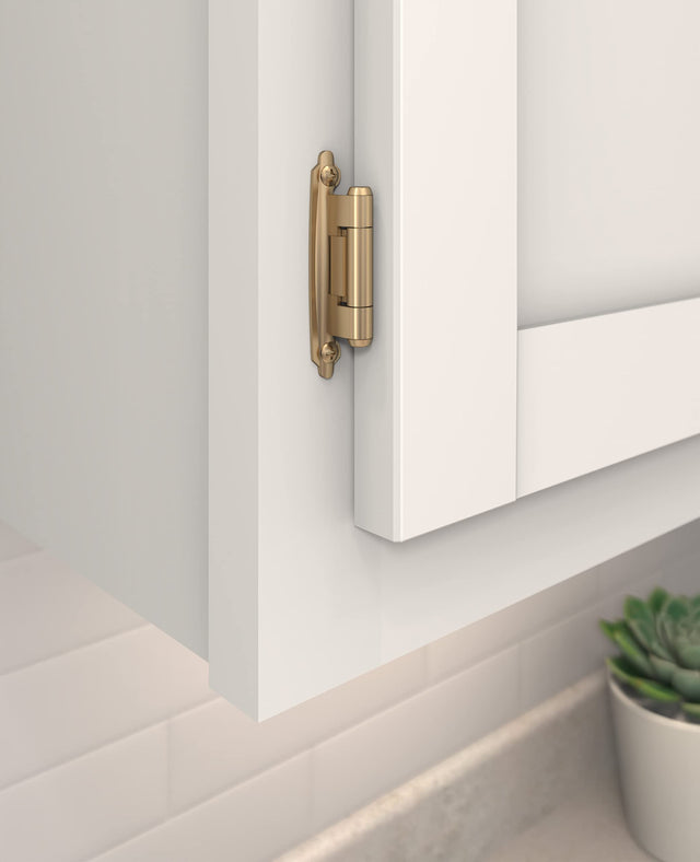 Amerock BPR7629CZ Face Frame Cabinet Hinge Variable Overlay Self Closing Face Mount Champagne Bronze Kitchen Cabinet Door Hinge 1 Pair/2 Pack Functional Hardware