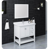 Fresca FVN2336WH Fresca Manchester 36" White Traditional Bathroom Vanity w/ Mirror