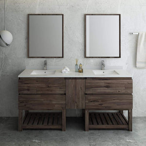 Fresca FVN31-301230ACA-FS Fresca Formosa 72" Floor Standing Double Sink Modern Bathroom Vanity w/ Open Bottom & Mirrors