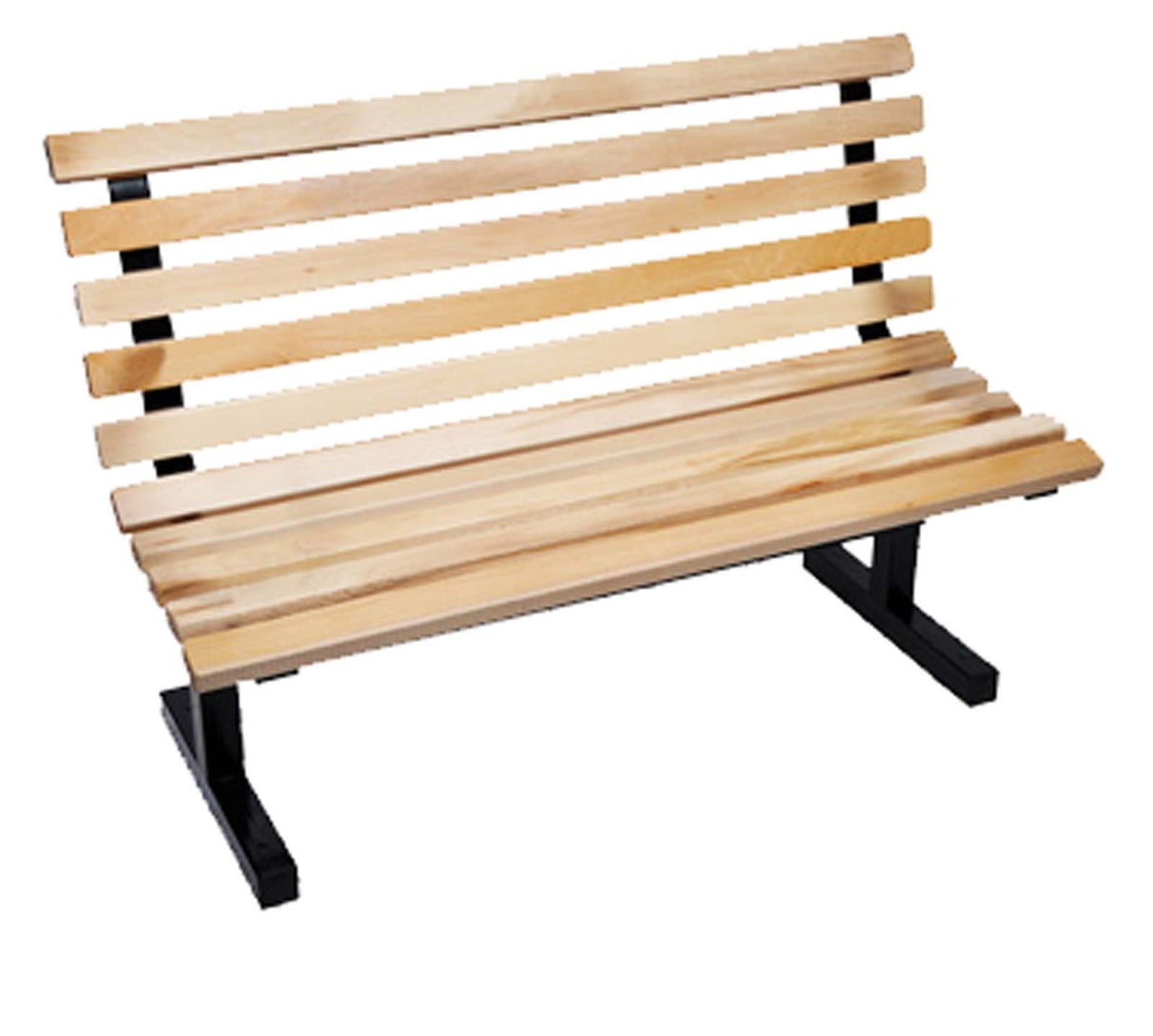 John Boos CPB60-K Bench - 60" L 2-1/4" x 1-1/4" oak slats Butcher block PK BCH OAK W/BACK BLACK