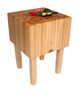 John Boos AA01 Solid 16 Inch Hard Rock Maple End Grain Butcher Block on Square Legs, 24 x 18 AA BLOCK 24X18X16 CRM CUTTING SURF