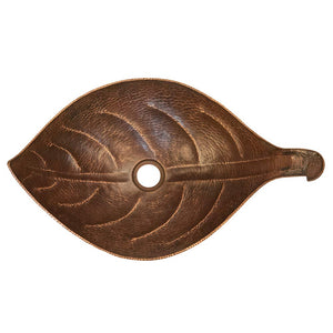 Premier Copper Products PVLFDB 21.25-Inch Leaf Vessel Hammered Copper Sink