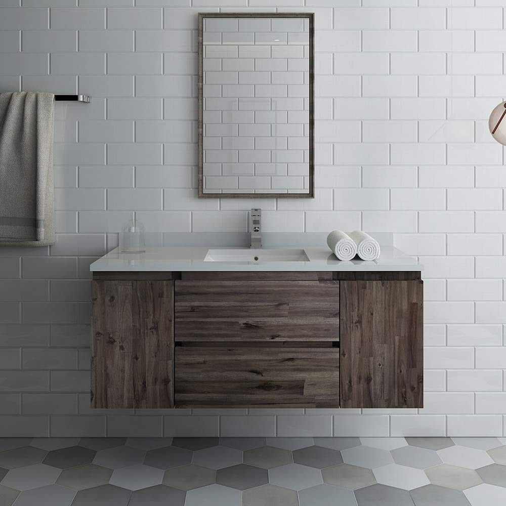 Fresca FVN31-2424ACA-FC Fresca Formosa 48" Floor Standing Double Sink Modern Bathroom Vanity w/ Mirrors