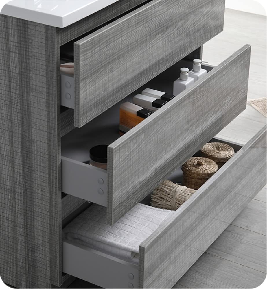 Fresca FCB9336HA Fresca Lazzaro 36" Glossy Ash Gray Free Standing Modern Bathroom Cabinet