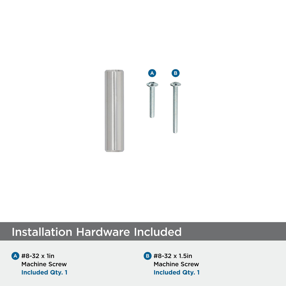 Amerock Cabinet Knob Polished Nickel 1-15/16 inch (49 mm) Length Bar Pulls 1 Pack Drawer Knob Cabinet Hardware