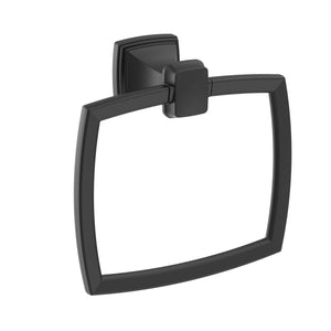 Amerock BH36032MB Matte Black Towel Ring 6-13/16 in (173 mm) Length Towel Holder Revitalize Hand Towel Holder for Bathroom Wall Small Kitchen Towel Holder Bath Accessories