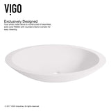 VIGO VGT1240 13.5" L -23.13" W -13.0" H Handmade Countertop Matte Stone Oval Vessel Bathroom Sink Set in Matte White Finish with Brushed Nickel Single-Handle Single Hole Faucet and Pop Up Drain