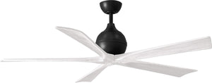 Matthews Fan IR5-BK-MWH-60 Irene-5 five-blade paddle fan in Matte Black finish with 60" solid matte white wood blades.