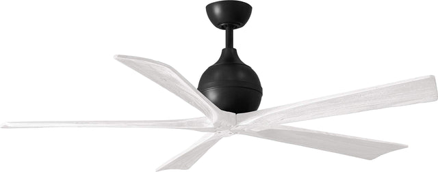 Matthews Fan IR5-BK-MWH-60 Irene-5 five-blade paddle fan in Matte Black finish with 60" solid matte white wood blades.