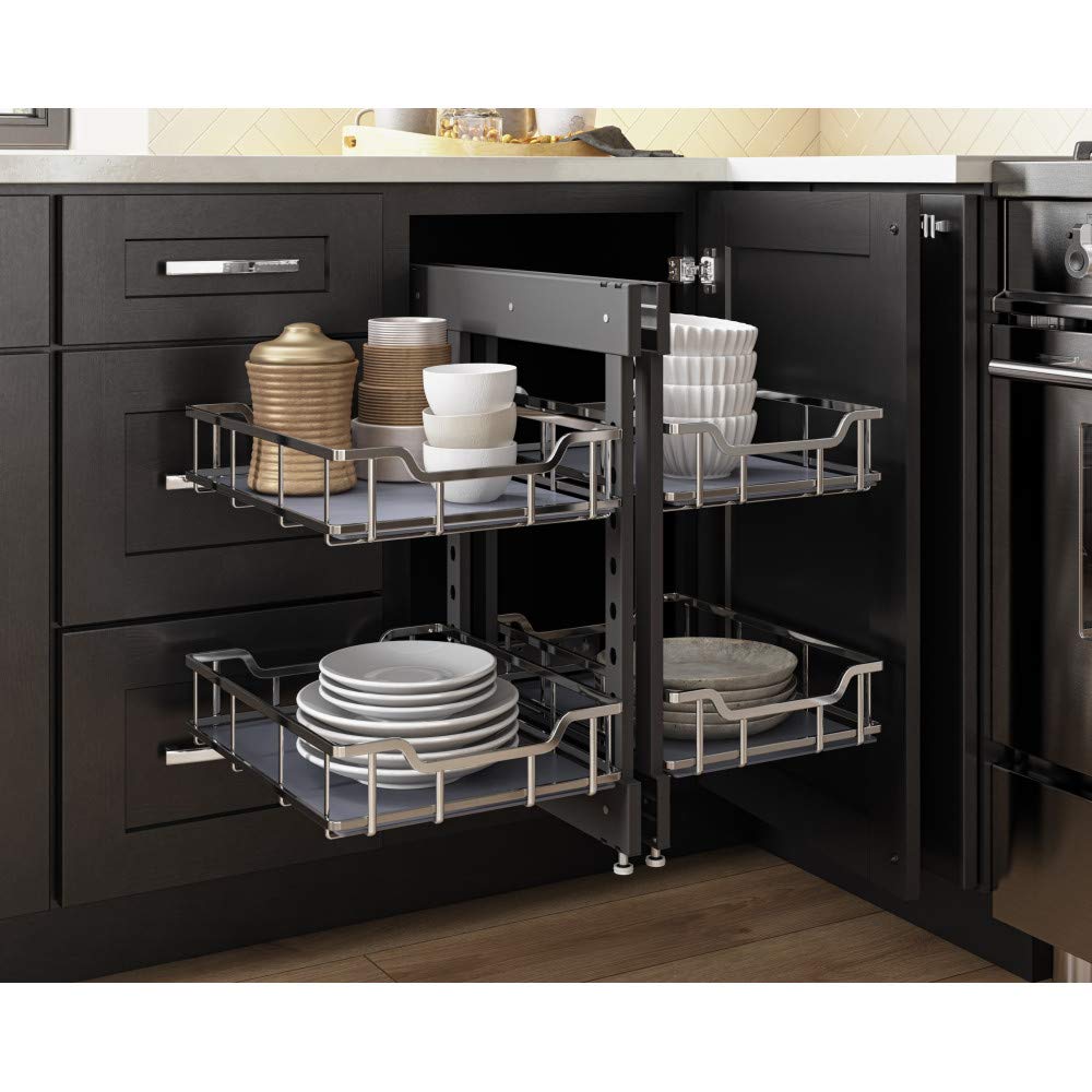 Hardware Resources SWS-BCFH15PC 15" Polished Chrome STORAGE WITH STYLE® Full-Height Blind Corner Organizer