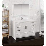 Fresca FVN9448WH Fresca Imperia 48" Glossy White Free Standing Modern Bathroom Vanity w/ Medicine Cabinet