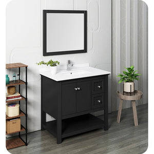 Fresca FVN2336BL Fresca Manchester 36" Black Traditional Bathroom Vanity w/ Mirror