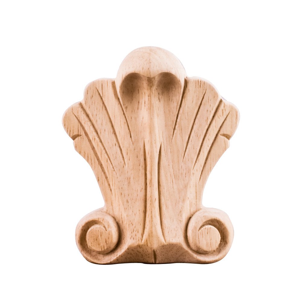 Hardware Resources PAPL-09RW 3-1/4" W x 5/16" D x 3-3/4" H Rubberwood Pressed Shell Appliqué