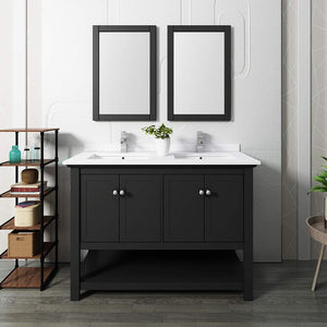 Fresca FVN2348BL-D Fresca Manchester 48" Black Traditional Double Sink Bathroom Vanity w/ Mirrors