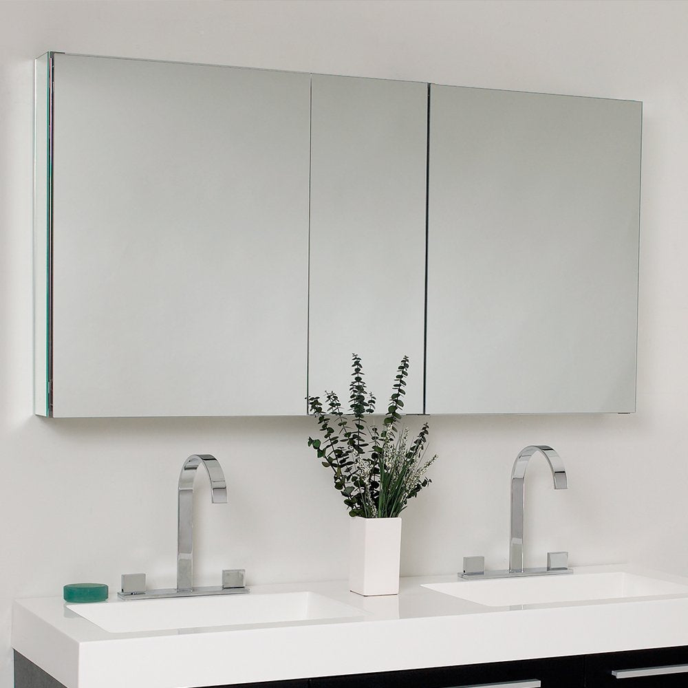 Fresca FVN8013BW Fresca Opulento 54" Black Modern Double Sink Bathroom Vanity w/ Medicine Cabinet