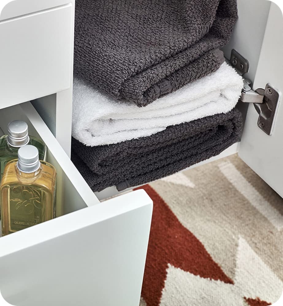 Fresca FVN6136WH-UNS-L Fresca Lucera 36" White Wall Hung Undermount Sink Modern Bathroom Vanity w/ Medicine Cabinet - Left Version