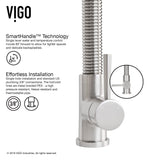 VIGO VG02003ST 19" H Brant Single-Handle with Pull-Down Sprayer Kitchen Faucet in Stainless Steel