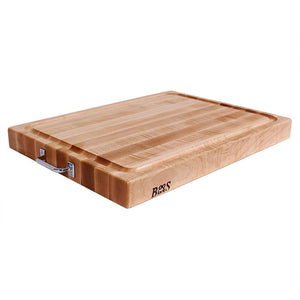 John Boos RAFR2418 Block 24 x 18 Inch Edge Grain Maple Wood Reversible Cutting Board with Fluid Channels & Side Handles 24X18X2.25 MPL-EDGE GR-REV-GRVY GRV