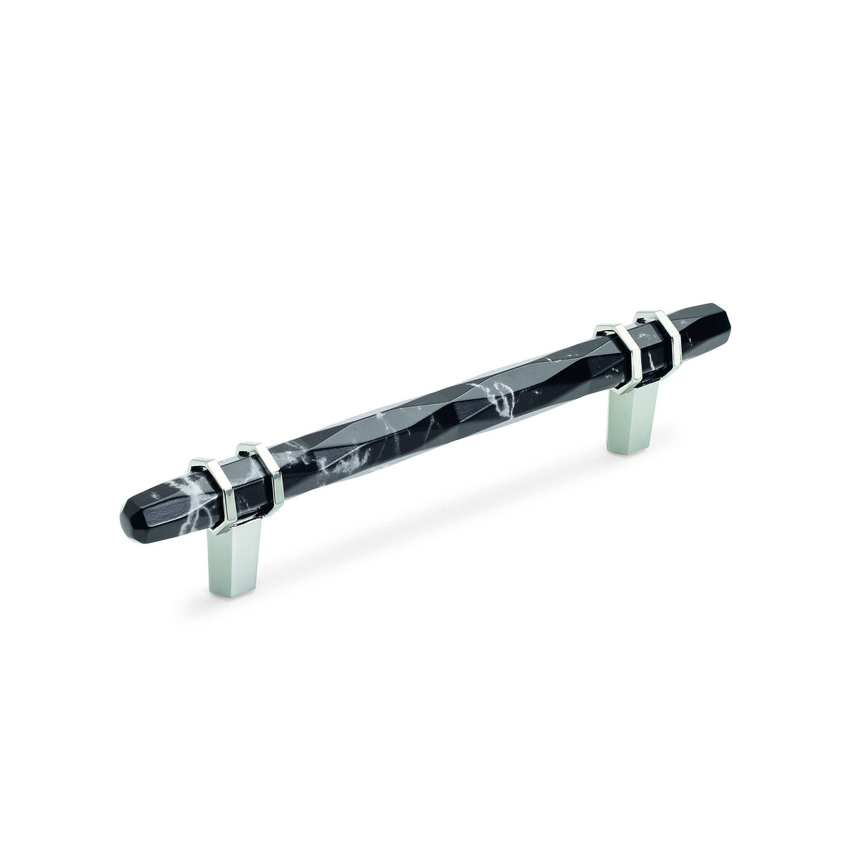 Amerock BP36649MBKPN Carrione Cabinet Pull, 5-1/16 in (128 mm) Center-to-Center, Marble Black/Polished Nickel