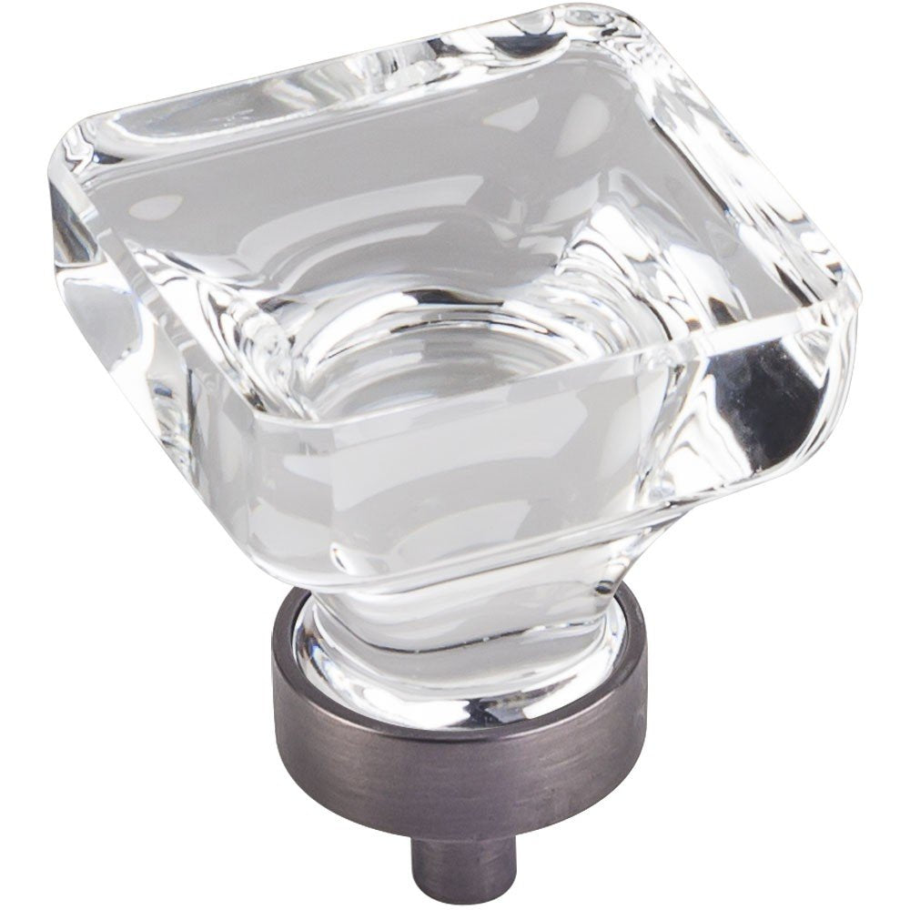 Jeffrey Alexander G140L-BNBDL 1-3/8" Overall Length Brushed Pewter Square Glass Harlow Cabinet Knob