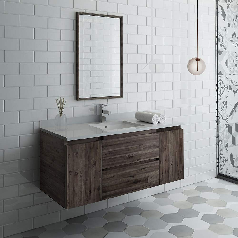 Fresca FVN31-2424ACA-FC Fresca Formosa 48" Floor Standing Double Sink Modern Bathroom Vanity w/ Mirrors