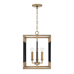 Capital Lighting 544741AB Bleeker 4 Light Foyer Aged Brass and Black