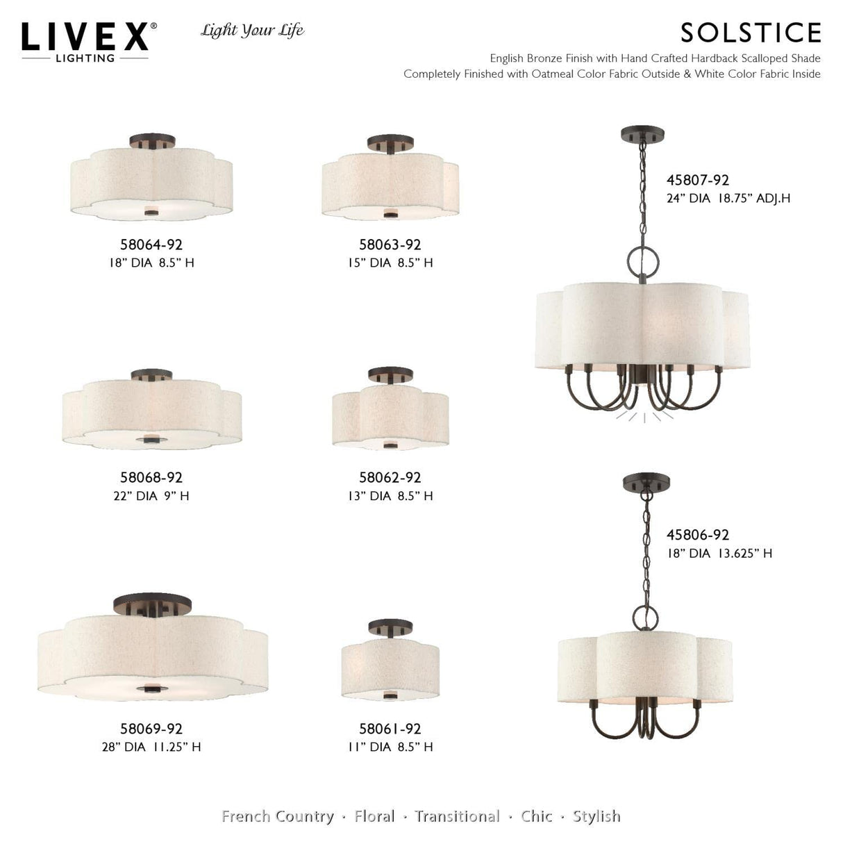 Livex Lighting 58064-92 Solstice 3 Light 18 inch English Bronze Semi Flush Ceiling Light