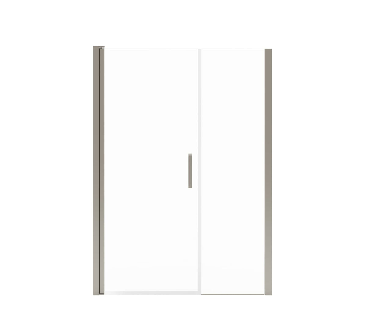 MAAX 138274-900-305-101 Manhattan 51-53 x 68 in. 6 mm Pivot Shower Door for Alcove Installation with Clear glass & Square Handle in Brushed Nickel