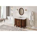 Jeffrey Alexander VKITCLA48NUWCO 48" Nutmeg Clairemont Vanity, Clairemont-only White Carrara Marble Vanity Top, undermount oval bowl