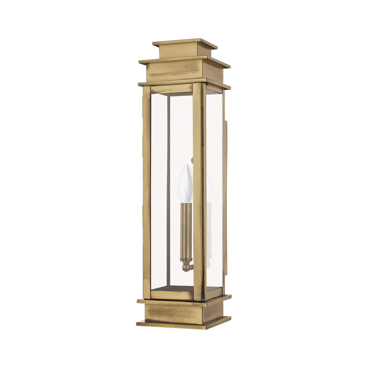 Livex 20207-01 Transitional One Light Outdoor Wall Lantern from Princeton Collection Finish, Antique Brass