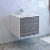 Fresca FCB9230HA-I Fresca Catania 30" Glossy Ash Gray Wall Hung Modern Bathroom Cabinet w/ Integrated Sink