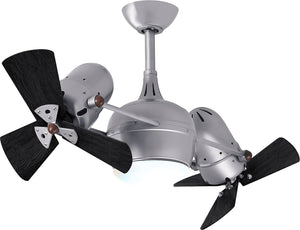 Matthews Fan DGLK-BN-WDBK Dagny 360° double-headed rotational ceiling fan with light kit in Brushed Nickel finish with solid matte black wood blades.