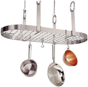 Enclume PR14WG SS Four Point Oval Ceiling Pot Rack w/ 18 Hooks SS