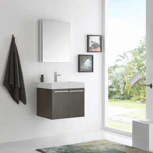 Fresca FVN8058GO Fresca Alto 23" Gray Oak Wall Hung Modern Bathroom Vanity w/ Medicine Cabinet