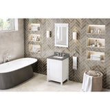 Jeffrey Alexander VKITAST24WHBOR 24" White Astoria Vanity, Boulder Cultured Marble Vanity Top, undermount rectangle bowl