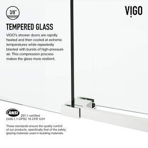 VIGO Adjustable 56-60" W x 76" H Elan Cass Aerodynamic Frameless Sliding Shower Door with Clear Tempered Glass, Reversible Door Handle and Stainless Steel Hardware in Stainless Steel-VG6044STCL6076