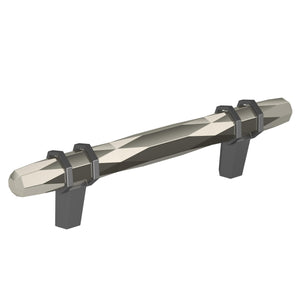 Amerock Cabinet Pull Polished Nickel/Black Chrome 3-3/4 inch (96 mm) Center-to-Center London 1 Pack Drawer Pull Drawer Handle Cabinet Hardware