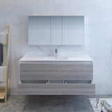 Fresca FVN9260HA-S Fresca Catania 60" Glossy Ash Gray Wall Hung Single Sink Modern Bathroom Vanity w/ Medicine Cabinet
