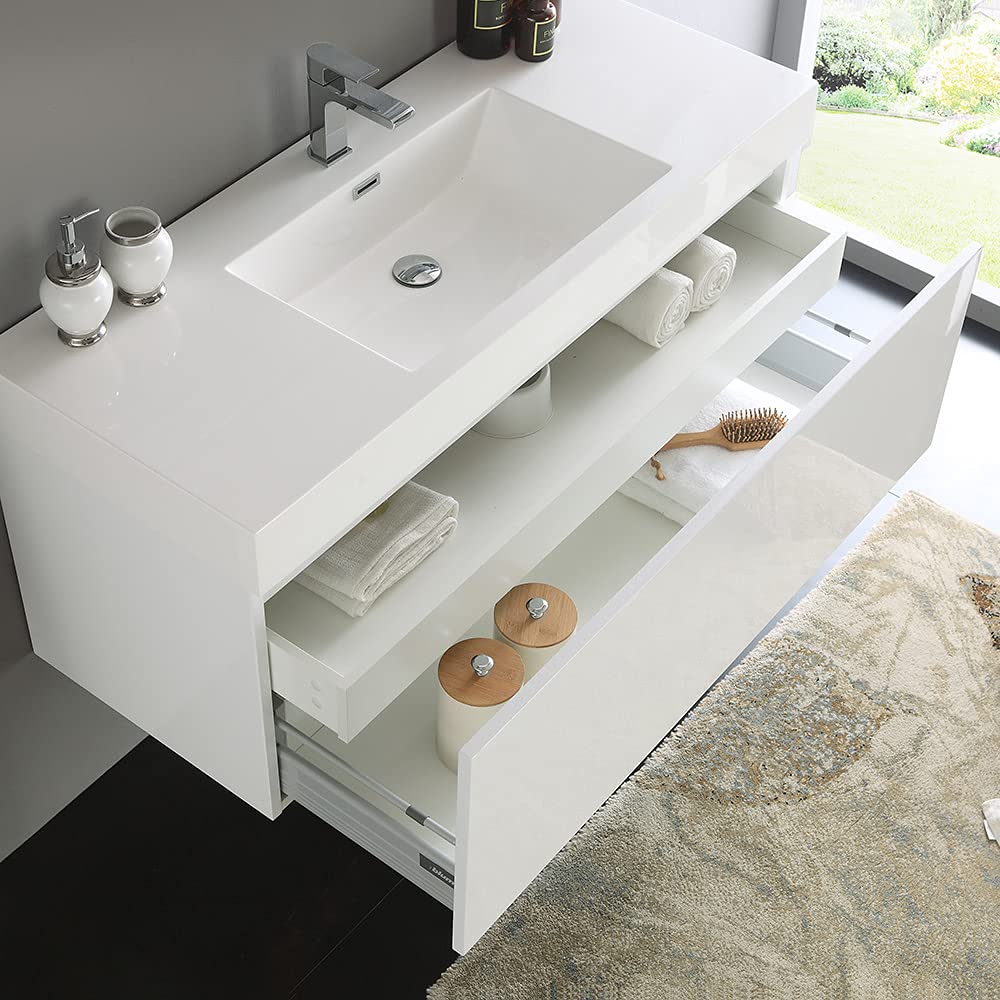 Fresca FCB8011GO-I Fresca Mezzo 48" Gray Oak Wall Hung Modern Bathroom Cabinet w/ Integrated Sink