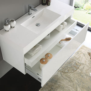 Fresca FCB8011GO-I Fresca Mezzo 48" Gray Oak Wall Hung Modern Bathroom Cabinet w/ Integrated Sink