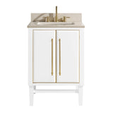 Avanity Mason 25 in. Vanity Combo in White with Gold Trim and Crema Marfil Marble Top