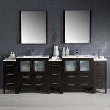 Fresca FVN62-96ES-UNS Fresca Torino 96" Espresso Modern Double Sink Bathroom Vanity w/ 3 Side Cabinets & Integrated Sinks