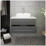 Fresca FCB6130ES-VSL-CWH-V Fresca Lucera 30" Espresso Wall Hung Modern Bathroom Cabinet w/ Top & Vessel Sink