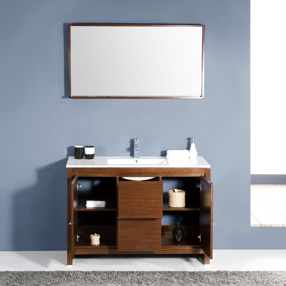 Fresca FVN8148WG Fresca Allier 48" Wenge Brown Modern Bathroom Vanity w/ Mirror